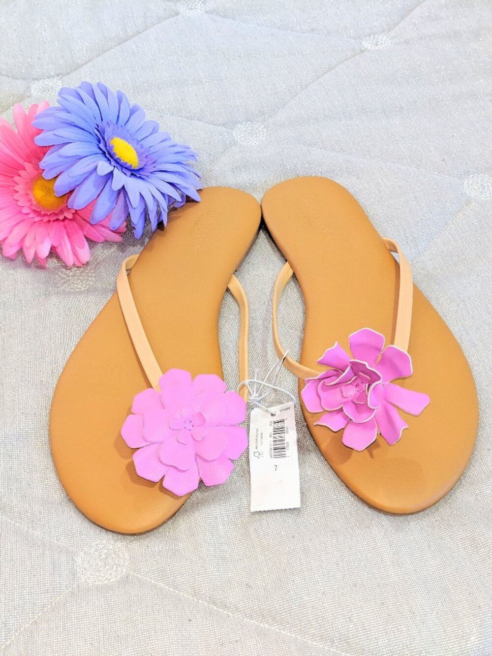 *OLD NAVY Pink Flower Flat Thong Sandals Sz 7